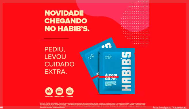 Habib’s passa a oferecer sachê de álcool gel 70% em todos os pedidos